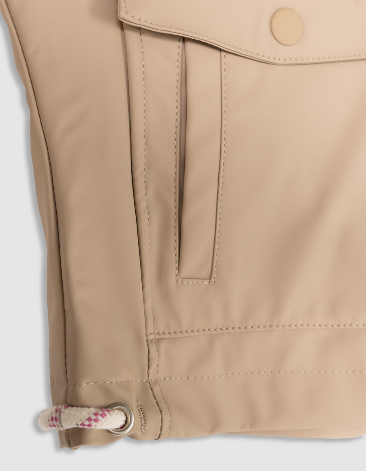 Beige parka met kap binnenkant ecru meisjes-8 Beige parka met kap binnenkant ecru meisjes-8