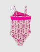 Maillot de bain 1 pièce rose imprimé ethnique fille-3