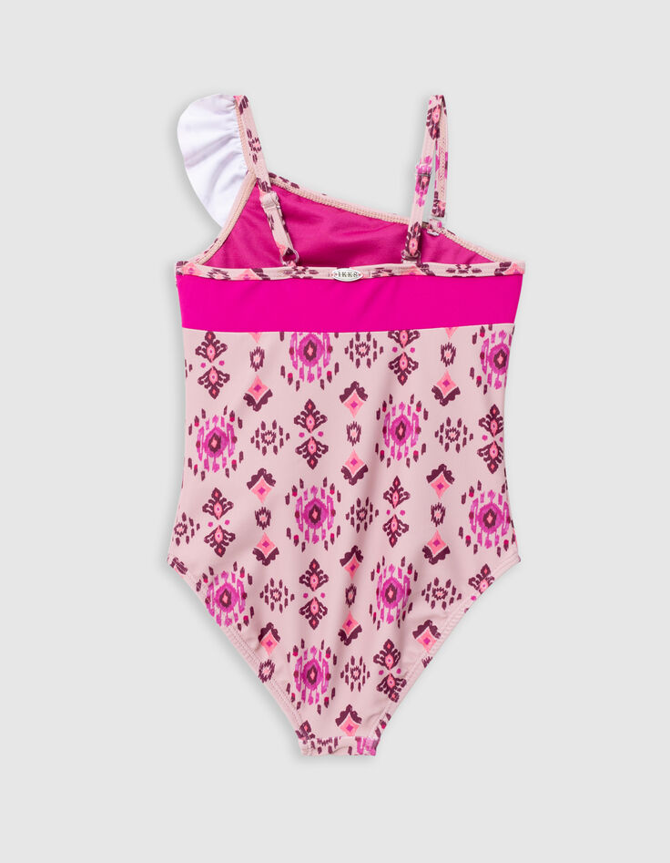 Maillot de bain 1 pièce rose imprimé ethnique fille-3
