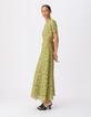 Robe longue verte dentelle d&eacute;coupes c&ocirc;t&eacute;s Femme-3