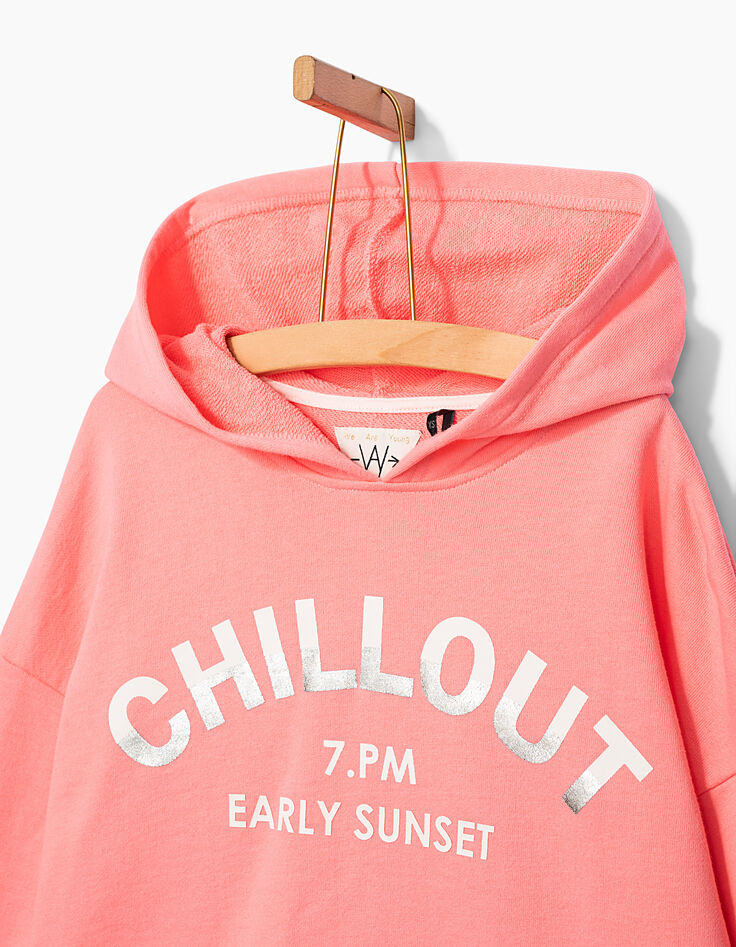 Sweat cropped rose fluo CHILLOUT fille-4