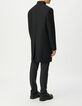 Manteau noir lainage col officier Homme-3