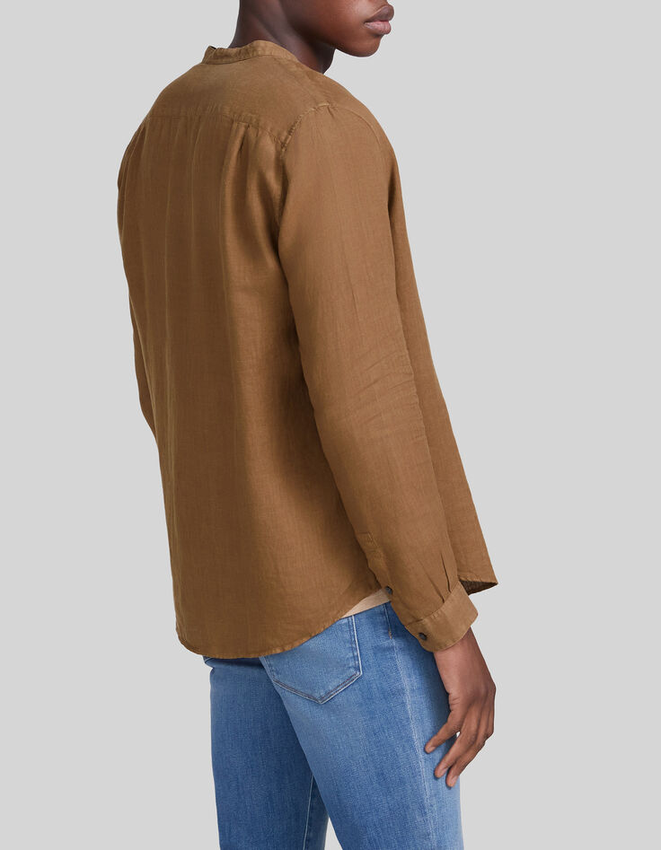 Zigarrenbraune REGULAR-Herrenhemd mit Maokragen-5