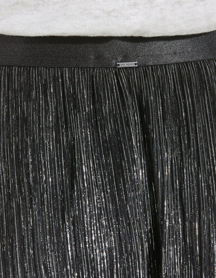 Midirok plissé zwart metallic dames - IKKS