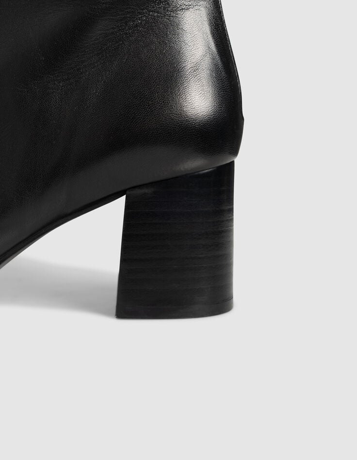 Boots à talon noires cuir zippées Femme-7 Boots à talon noires cuir zippées Femme-7