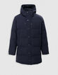 Men's long navy quilted down jacket-5