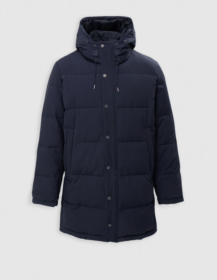 Men's long navy quilted down jacket-5