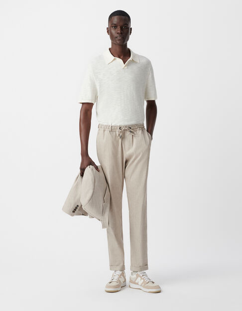 Men’s chalk slub knit polo shirt - IKKS