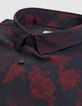 Camisa SLIM negra de hombre con estampado de rosas rojas-9 Camisa SLIM negra de hombre con estampado de rosas rojas-9