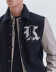 Men&rsquo;s navy mixed fabric baseball jacket with XL embroidery-4