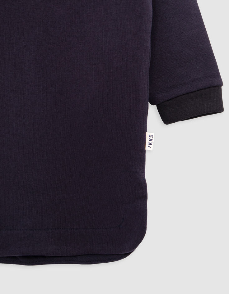 Girl's navy organic cotton black cut-out sweatshirt dress-6