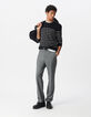 Pull marinière noir tricot fin rayures blanches Homme-1