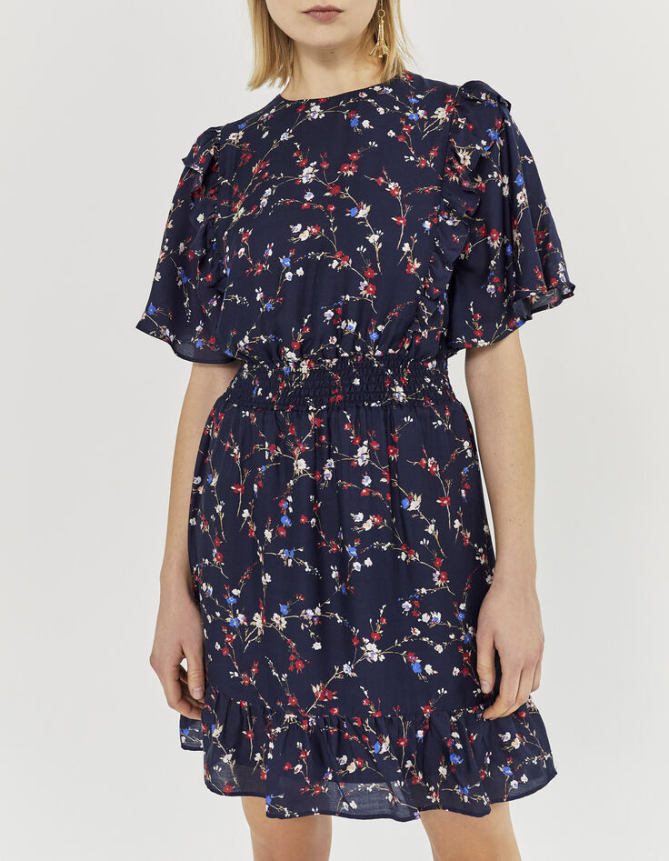 Damenkleid aus Viskose und Seide mit Kirschblütenprint-2