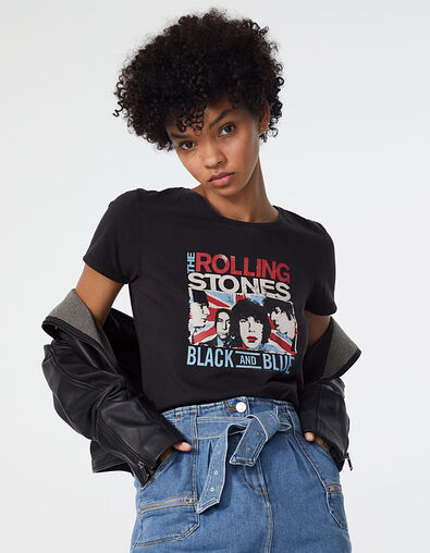 Tee-shirt coton noir The Rolling Stones Black & Blue femme - IKKS