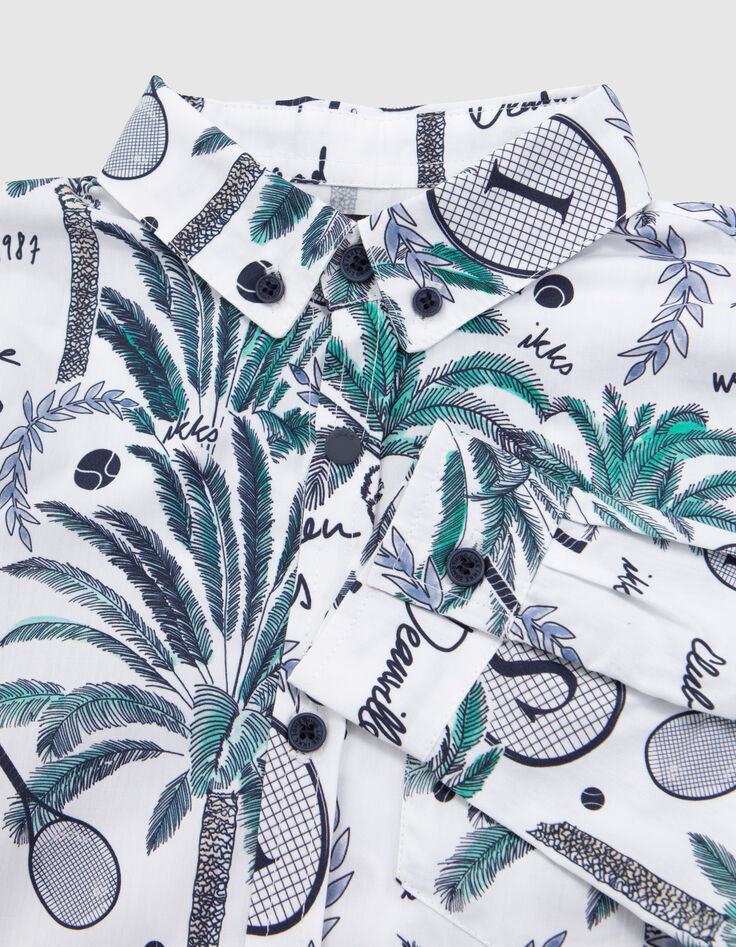 Camisa blanca palmeras y deportivas niño-4