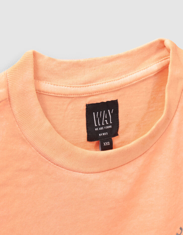 Camiseta naranja fluorescente deep dye letras ni&ntilde;o-2