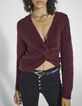 Pull réversible en maille ajourée bordeau femme-2