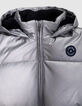 Girls’ silver padded jacket with navy fur-lined hood-2