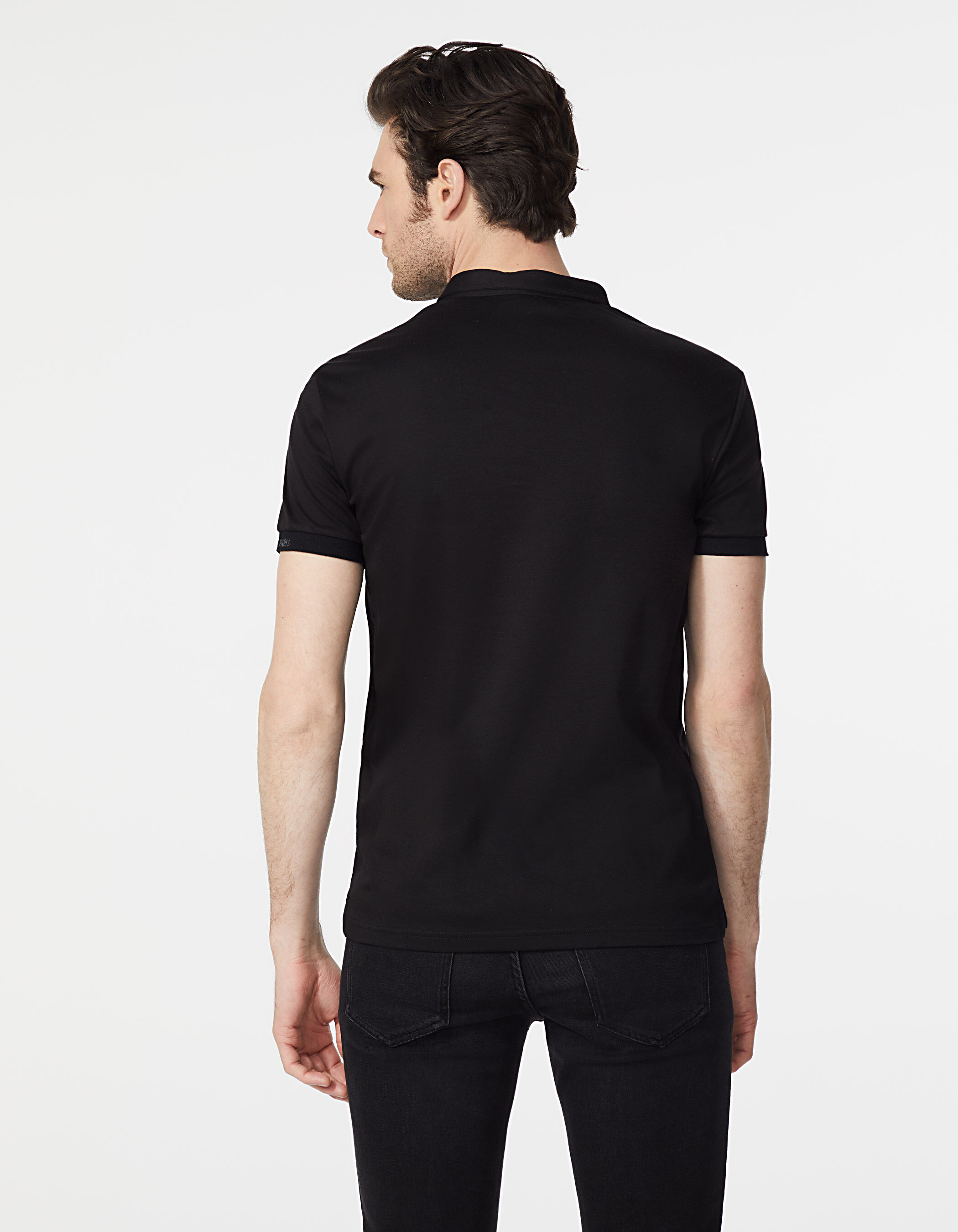 Men s black Interlock short sleeve polo shirt