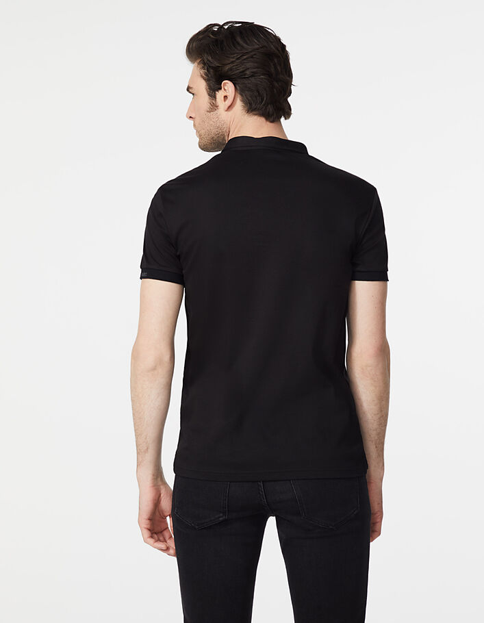 Schwarzes, kurzärmeliges Herrenpoloshirt aus Interlock - IKKS