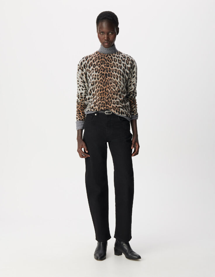 Jersey gris leopardo 100 % cachemira para mujer-1