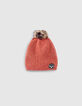 Bonnet bois de rose côtelé lurex or fille-1