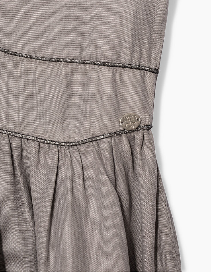 Girls’ grey flowing dress, placed embroidery-5