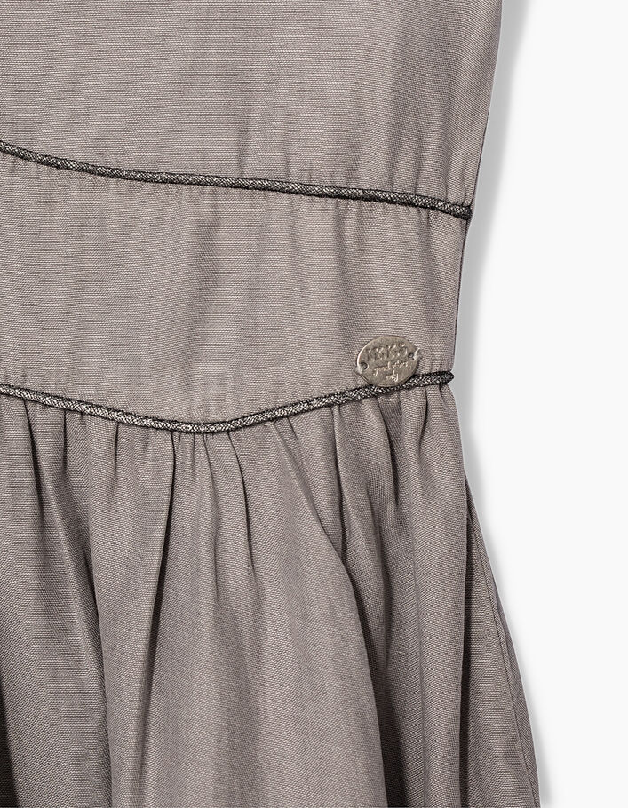 Girls’ grey flowing dress, placed embroidery - IKKS