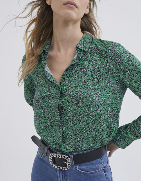 Women’s green leopard print shirt - IKKS