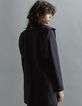 Manteau noir en laine épaulettes surpiquées femme-3
