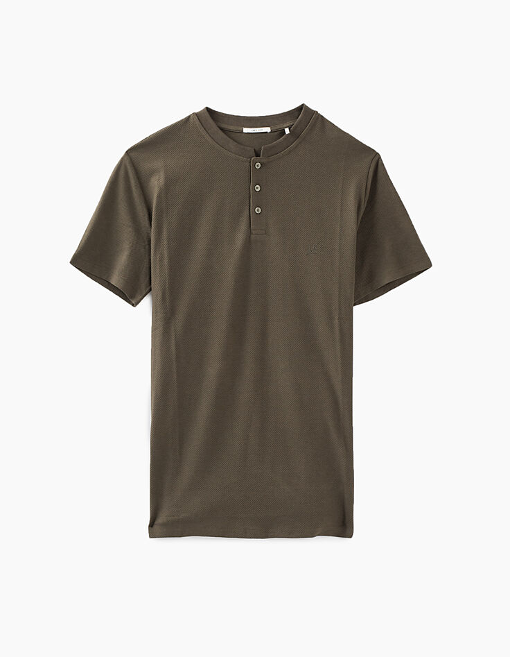 Kaki polo in reliëfkatoen voor heren-1