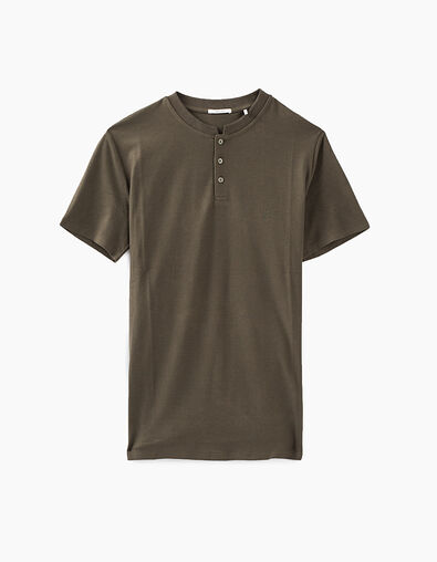 Men’s khaki textured cotton polo shirt - IKKS