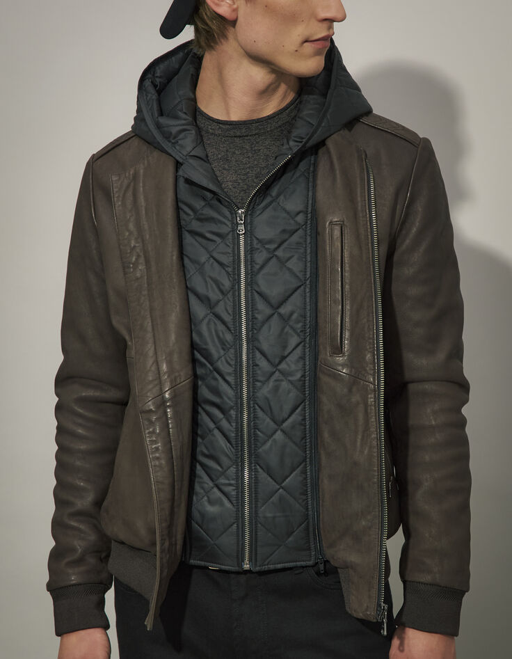 Men’s dark chocolate aviator-style bomber jacket-2