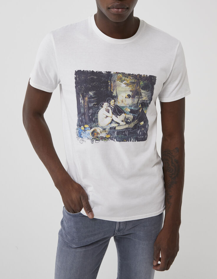 Off White Herren-T-Shirt mit Arty-Motiv-1