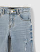 Boys’ blue straight jeans with placed distressing-5