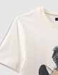 Camiseta cruda visual león surfista niño -6
