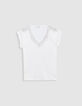 Women's white V-neck tee-shirt with jewel design-6