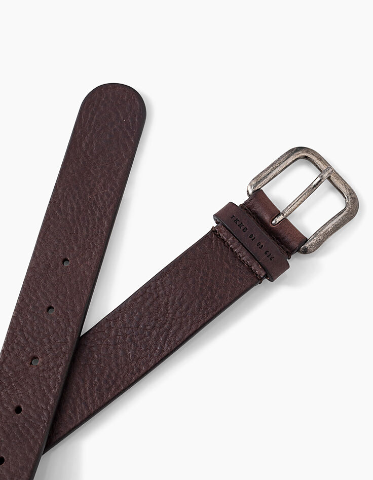 Cinturón marrón glacé de piel Hombre-3 Cinturón marrón glacé de piel Hombre-3