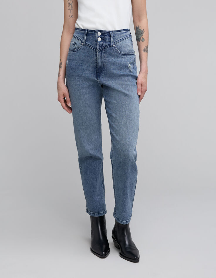 Women's straight waterless button-down denim jeans-2