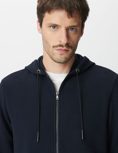 Cardigan marine coton bio maille Ottoman à capuche Homme - IKKS