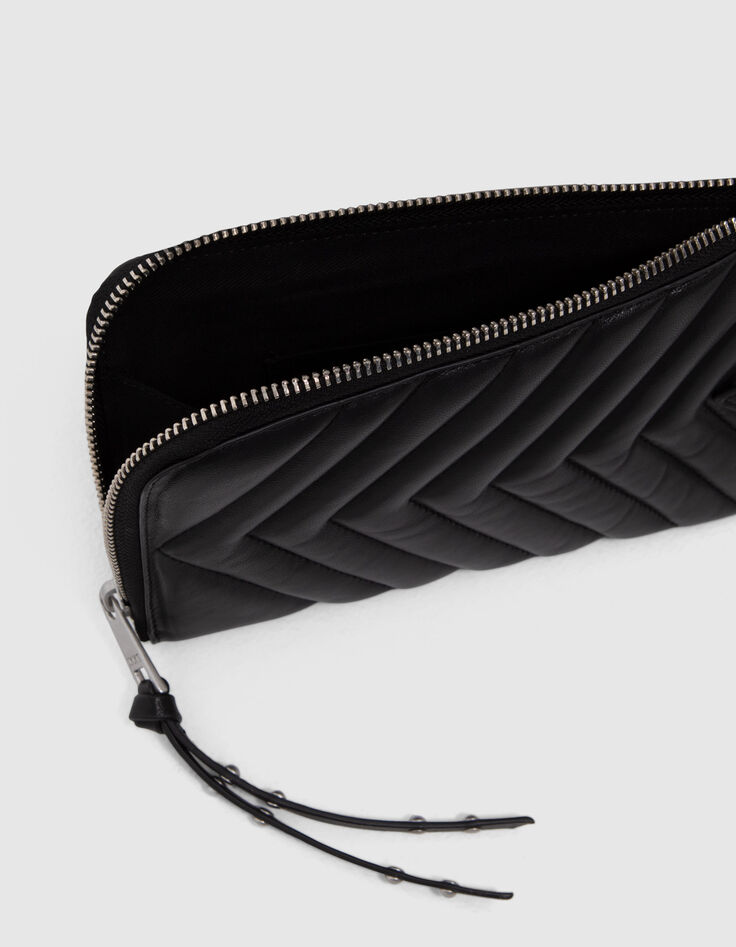 Bolso teléfono 1440 cuero acolchado negro para mujer-5