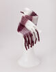 Girls’ burgundy fringed scarf with white XL checks-8