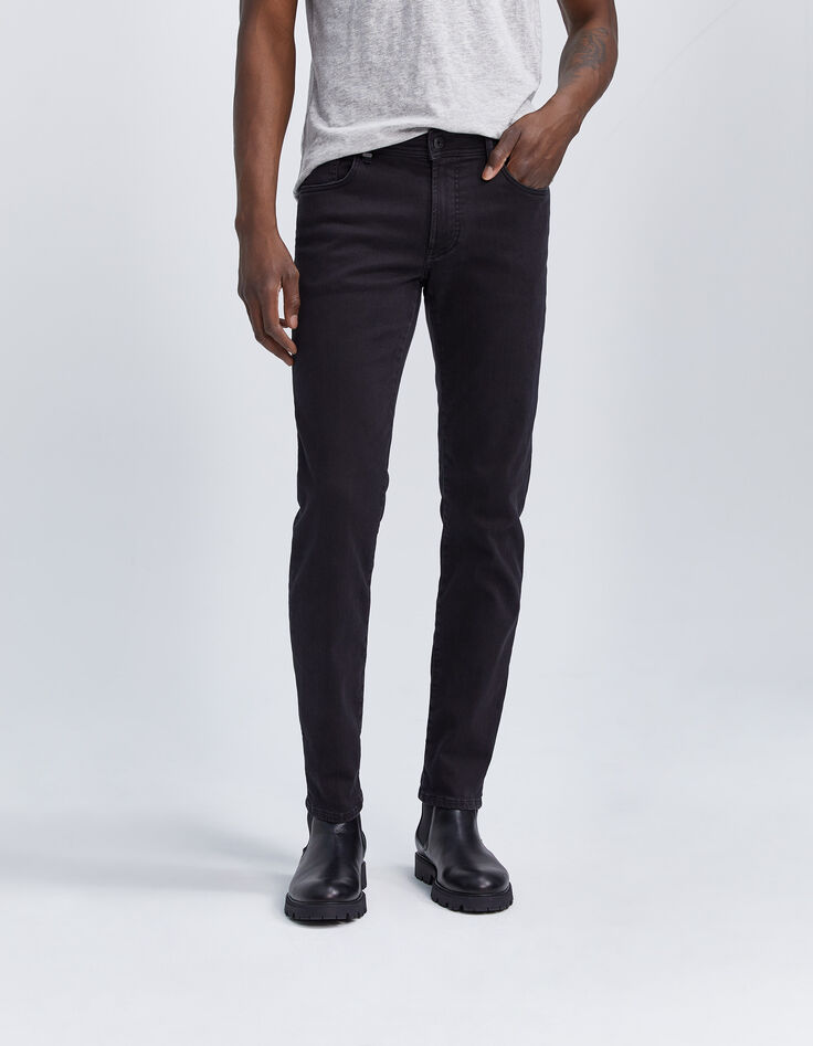 Schwarze SLIM-Herrenjeans aus Fleece-Denim Lemmy-1