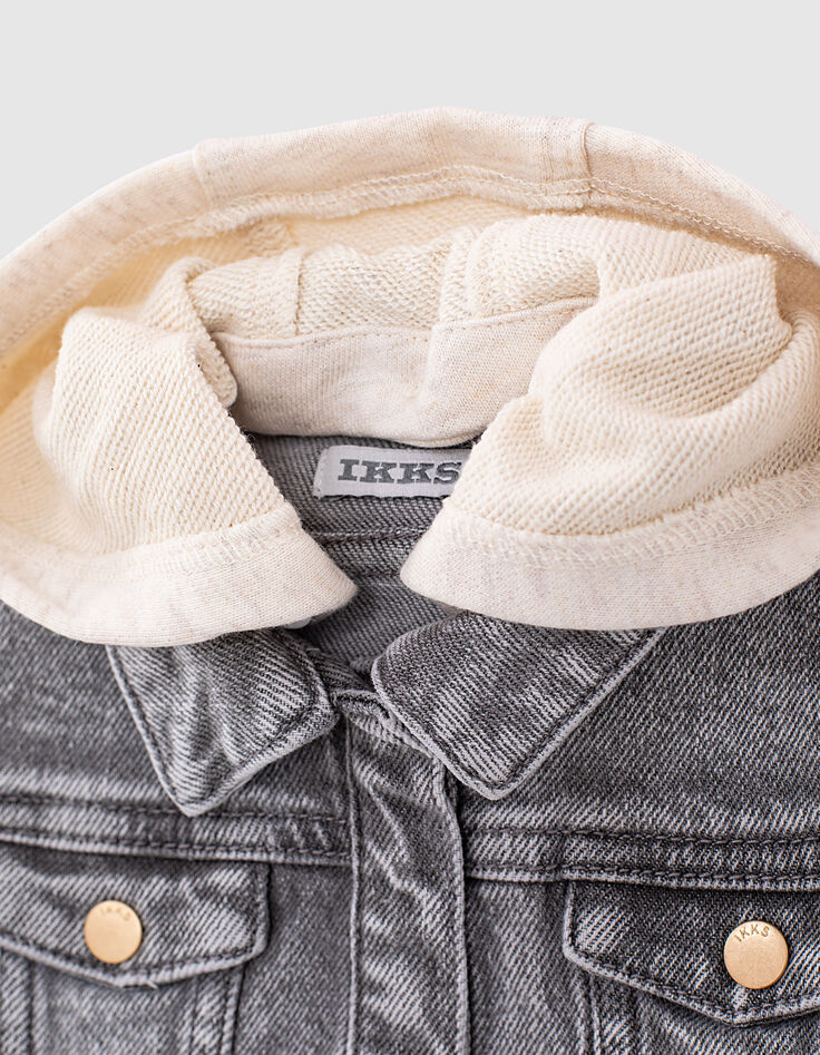 Baby girls’ light grey organic denim jacket + ethnic braid-4