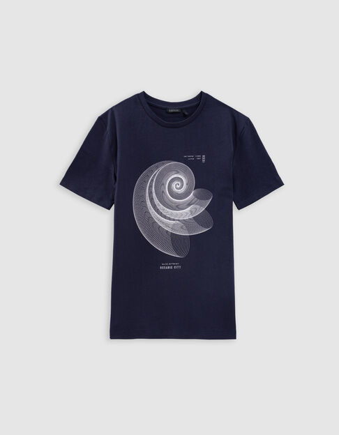 T-shirt marine coton bio spirale-coquillage garçon - IKKS