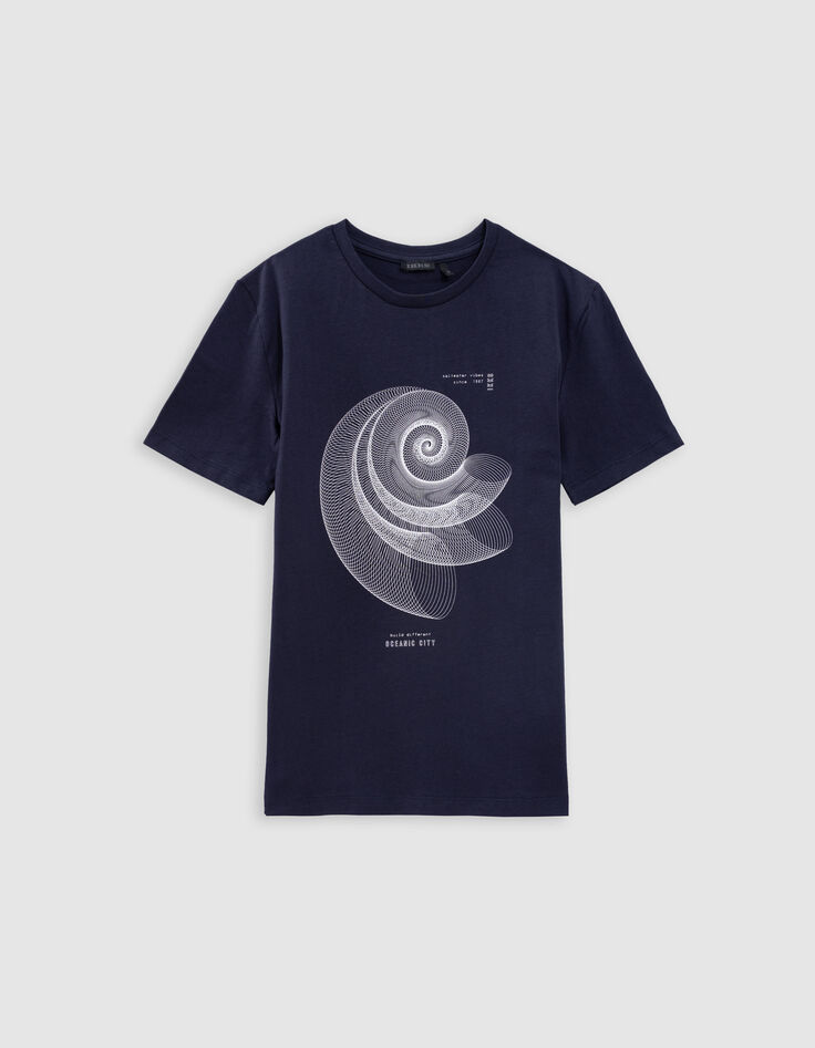 Marine Jungen-T-Shirt, Biobaumwolle, Spirale-Muschel-1