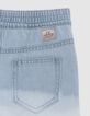 Waterless blue denim shorts with deep dye effect for girl-9