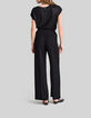 Schwarzes Damen-T-Shirt aus irisierendem Leinen-8