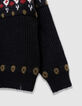 Girls’ black jacquard knit winter sweater with diamanté-5