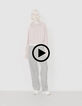 Sweat à capuche rose coton bio oversize molleton Femme-7